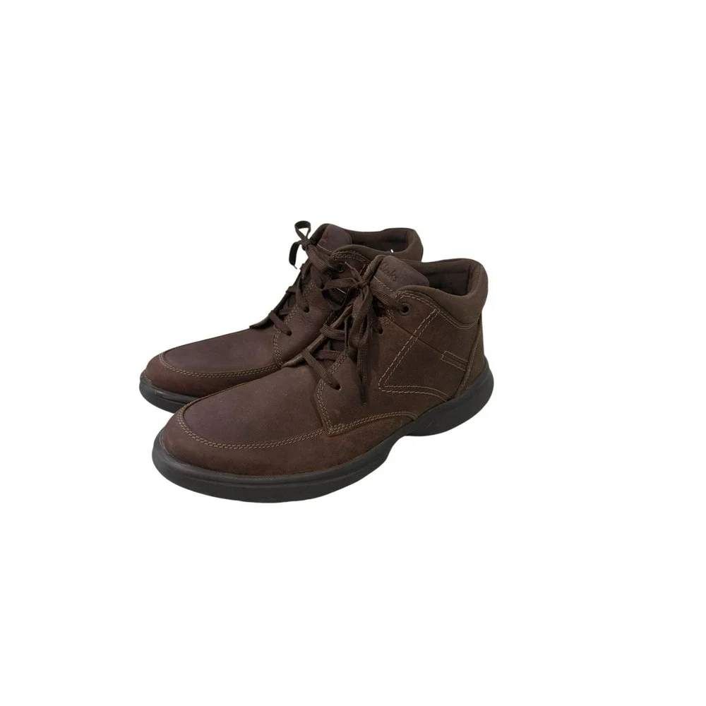 Clarks Men's Bradley‎ Mid Oxford Boot, Brown Tumbled Leather Size 10.5 M